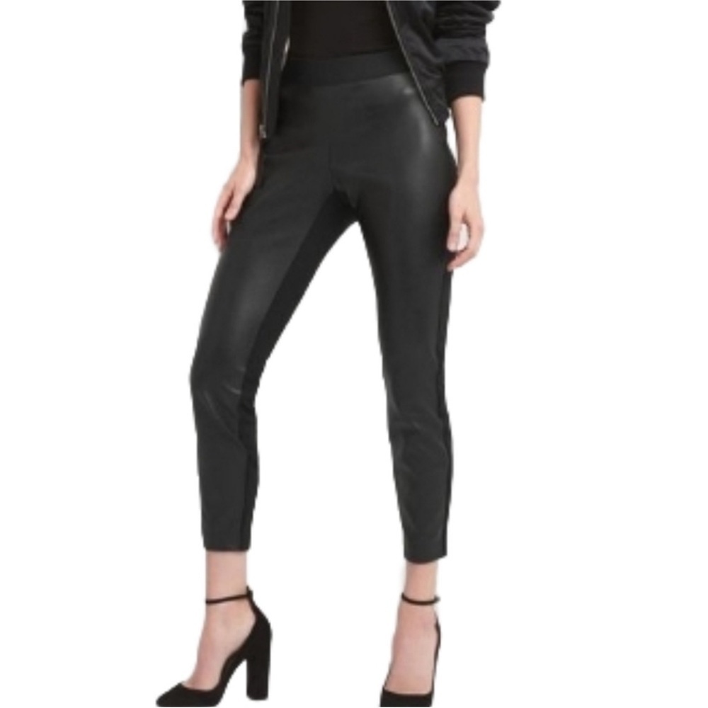 Gap True Black Faux Leather Pull On Leggings Size Medium